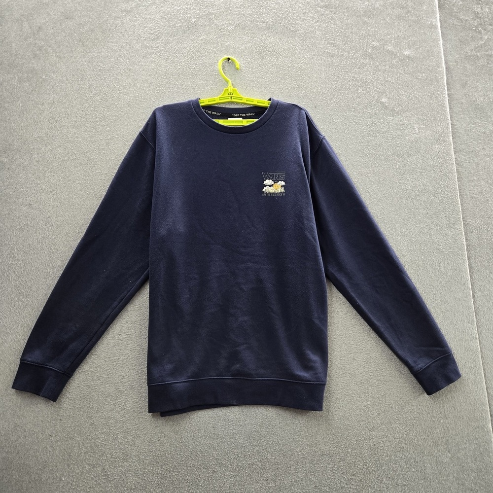 Vans Men Sweatshirt X-LARGE Navy Blue Embroidered Graphic Fleece Vans Good